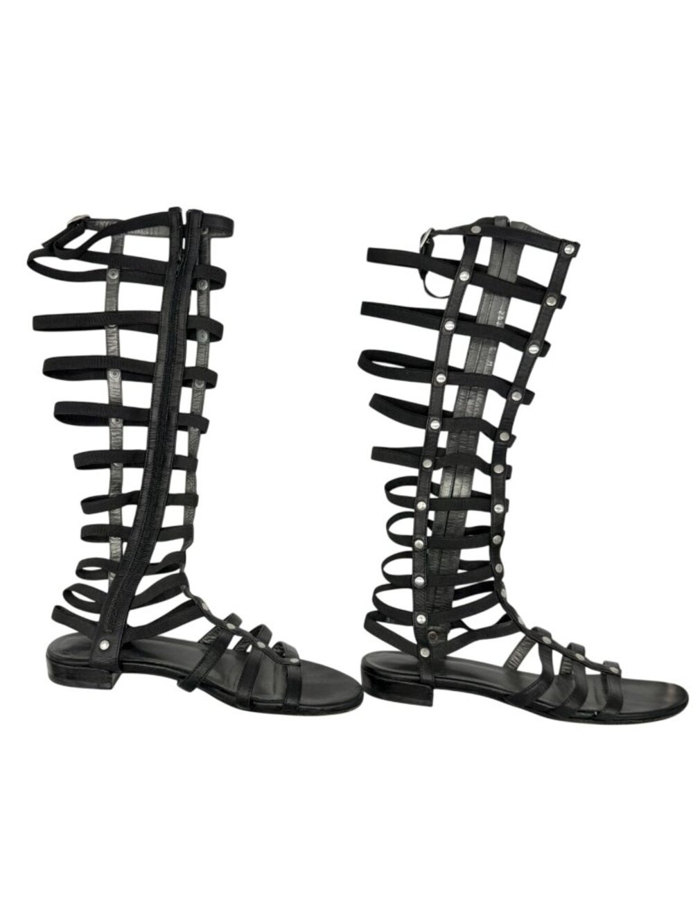 Stuart Weitzman Gladiator Sandal Black Nappa Leather - Size 6 - Picture 2 of 8